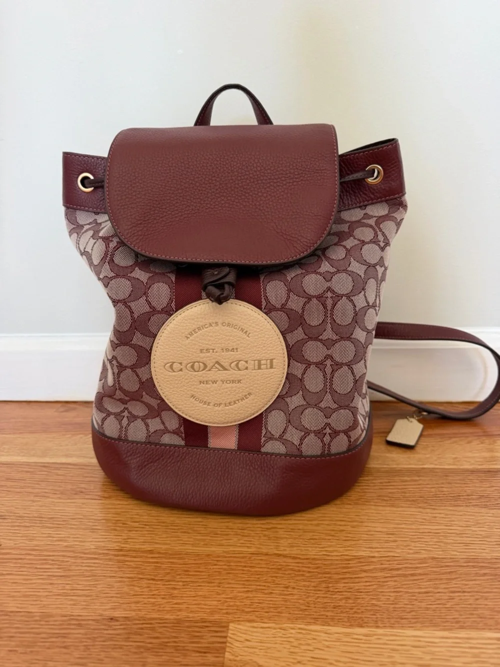 Coach Womens Signature Canvas Backpack in Burgundy - Picture 1 of 3